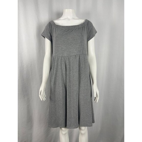 NEW Torrid Casual Jersey Gray Skater Dress 1 1X  Off Cold Shoulder  Short Mini - Picture 1 of 5